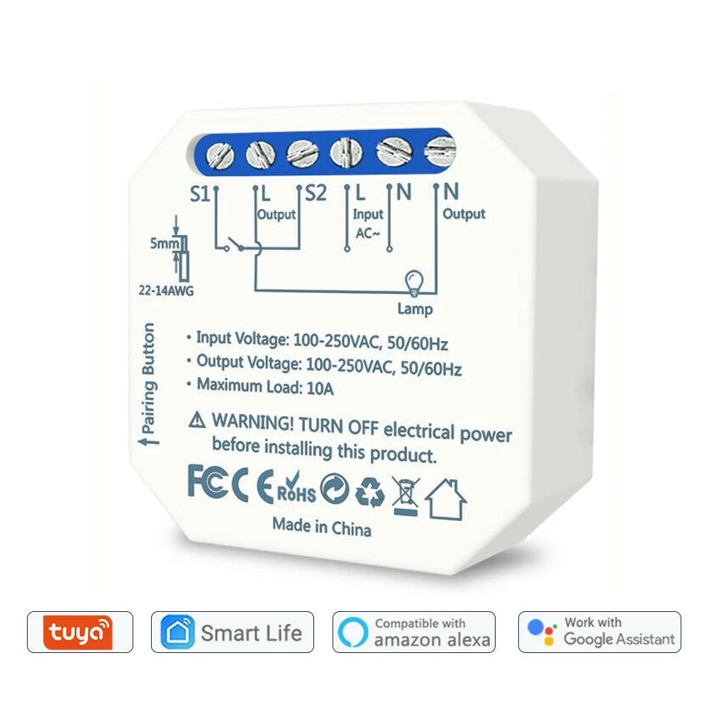 Переключатель Wi-Fi модуль реле Выключатель 2300W Смарт настенный светильник