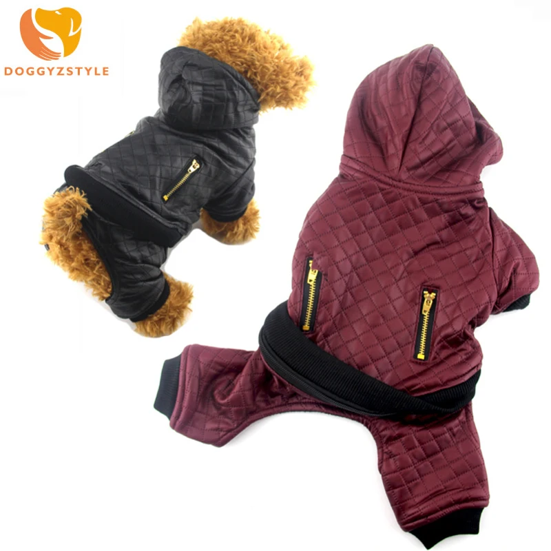 

Dog Clothes Winter Leather Jumpsuit Pet Cat Puppy Costumes Warm Padded Hoodies Coat Puppy Jacket Outfits Apparel Dropship