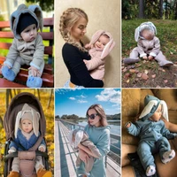 Four Season Baby Rompers Newborn Boys Girls Clothes Rabbit Ear Hooded Jumpsuit infant Costume Fleece Thick Baby Romper pajamas 2