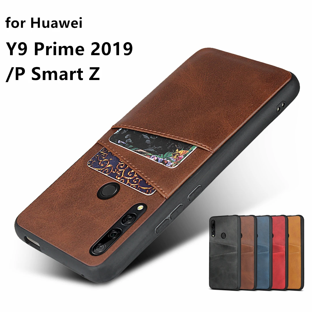 Премиум чехол из искусственной кожи для Huawei P Smart Z кошелек и слоты карт защитная