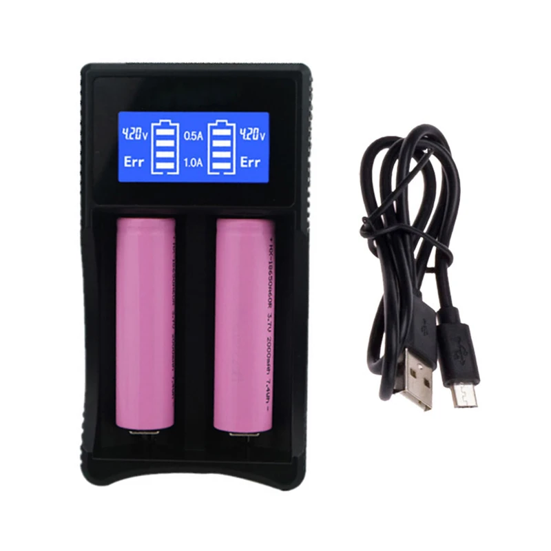 

2 slots Smart LCD USB Battery Charger for NIMH NICD AA AAA Batteries lithium battery Charger for 3.7V 18650 14500 16340 10440