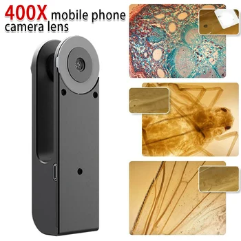 

400X Zoom Clip-on HD Microscope Phones Camera Lens with LED Portable for Mobile Cell Phone KQS8