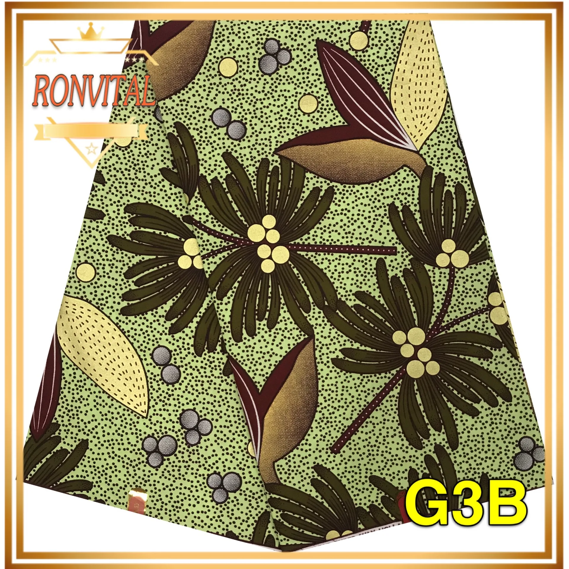 Ткань с золотым восковым принтом RONVITAL, африканская ткань с принтом, женское платье, сделай сам, восковая ткань в нигерийском стиле, хлопок, 6 ярдов/