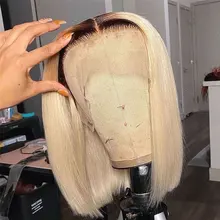 

Short Straight 613 Honey Blonde Lace Front Human Hair Wigs With Baby Hair T/1B 613 Bob Lace Wig T Part lace Wigs For Black Women