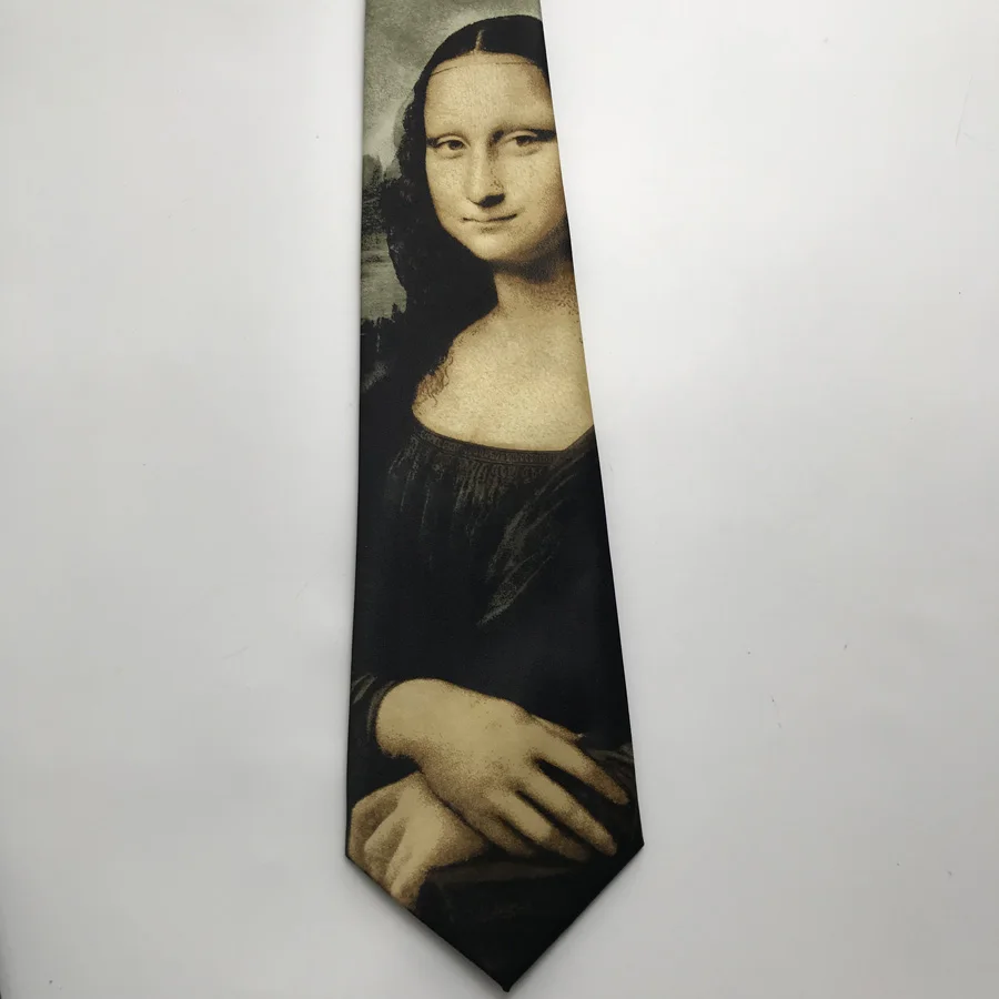 Дизайнерский мужской галстук знаменитая живопись Галстуки Мона Лиза улыбка Gravata для художника