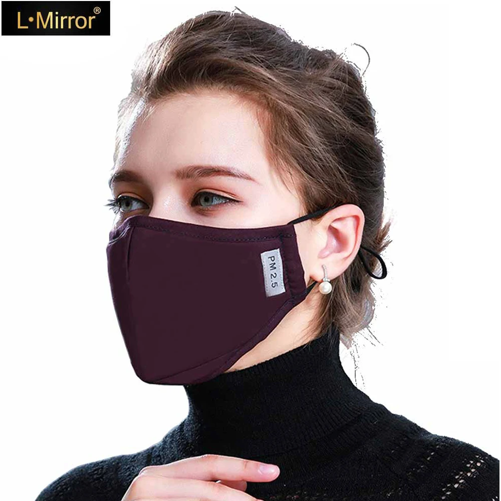 

L.Mirror 1Pcs Fashion Mask Dust Anti Pollution PM2.5 Activated Carbon Filter Insert Washed Reusable Pollen Cotton Mouth mask