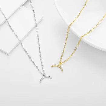 

New Fashion Mirco Crystal Small Moon Pendant Necklace Top Quality Clssic Charm Moon Necklace For Women Girls Jewellery 2020