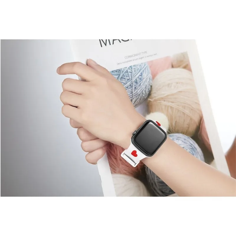 Love Heart Band для Apple Watch 38 мм 40 42 44 iWatch Series 5 4 3 2 1 полосы мягкий силиконовый спортивный