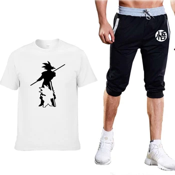 

Funny Anime Dragon Ball Z Goku T Shirts Men Casual Cotton Summer New Fashion Short Sleeve Saiyan Mens T Shirts+pants suit