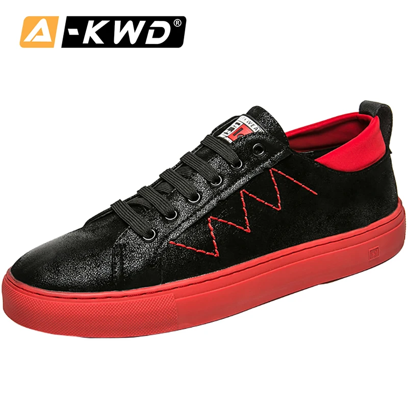 

Red Sneaker Men Thick Bottom Fashion Man Shoes Leather Genuine New Korean Version Luxury Men Shoes Low Top Autumn Male Footwear