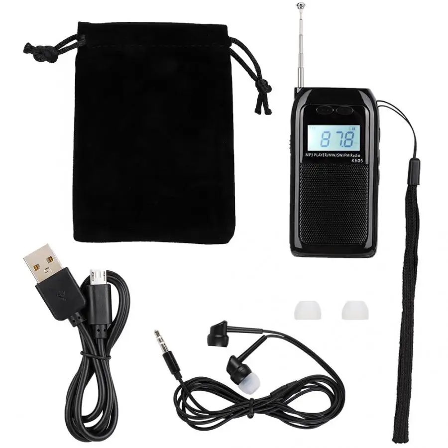 Карманное мини радио FM MW радиоприемник Цифровая настройка стерео MP3 музыкальный