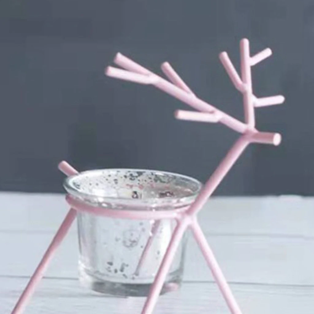 Cute Iron Reindeer Candle Holder Tealight Holder Table Centerpieces Christmas Decoration Photo Prop Home Bar Cafe Ornament