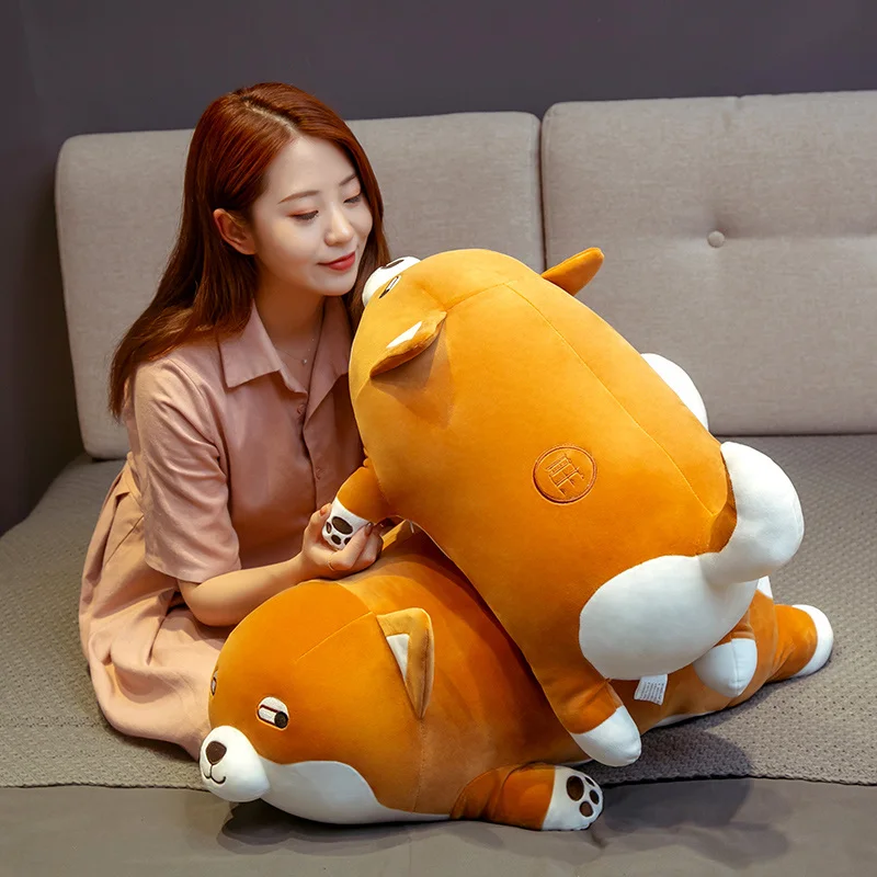 Имитация 1 шт. 45 80 см мягкая плюшевая подушка Kawaii Fat shaba Inu коричневая собака