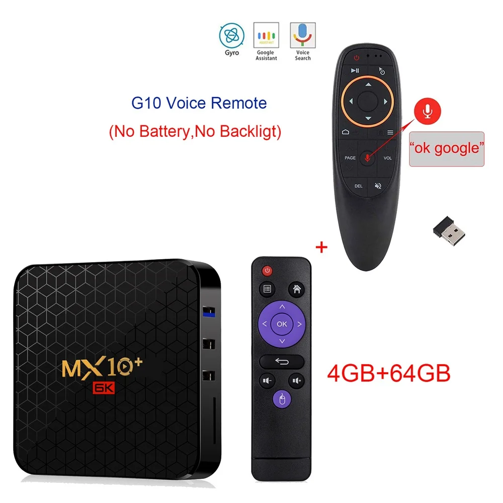 4GB 64GB G10 Android 9,0 tv Box MX10 Plus 4 Гб ram 64 Гб Wifi Allwinner H6 четырехъядерный USB 3,0 6K проигрыватель google Youtube Tanix телеприставка - Цвет: 4GB 64GB G10