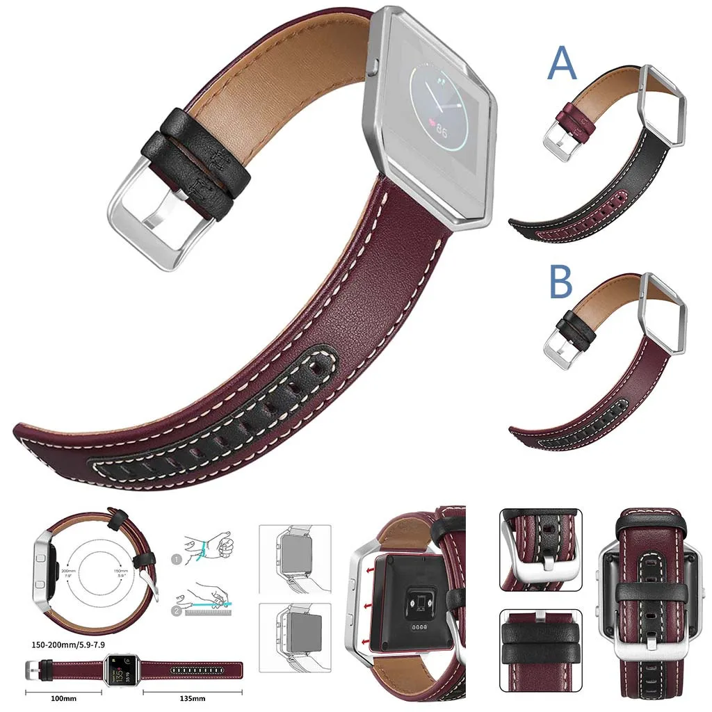 

Leather Weave Watch Straps For Fitbit Blaze Wrist Watchbands with Frame Luxury Watches Strap correa de reloj de cuero de lujo