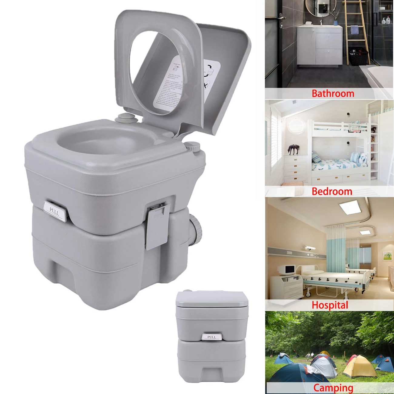 Honhill Portable Toilet Outdoor Camping Load 130kg Adult Children Mobile Toilet Camping Toilet For Home Hospital Travel Boat 20L