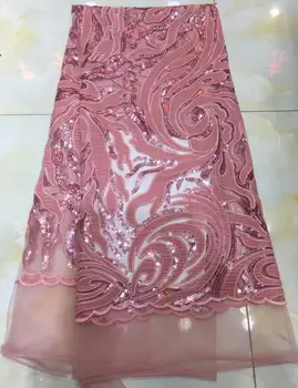 

High Quality 5Yard Embroidery net Fabric For Wedding dress L-10408 velvet lace fabric