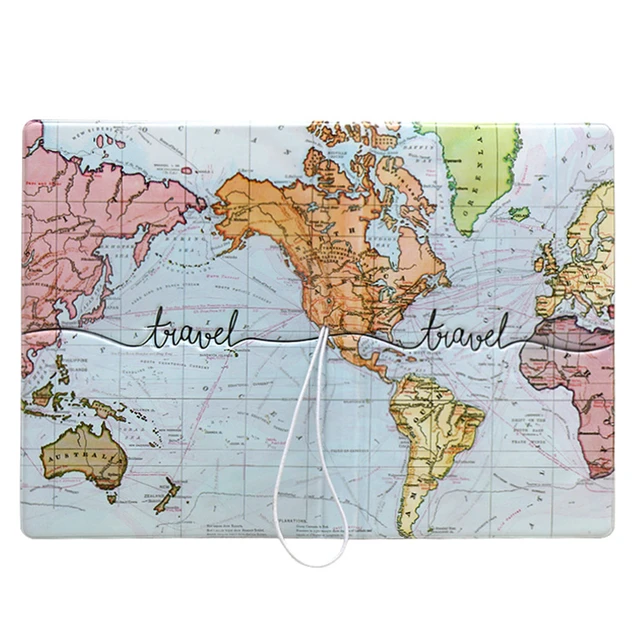 Creative World Map Passport Cover Wallet Bag Letter Men Women Pu Leather Id Address Holder Portable