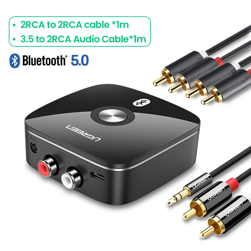 5.0 with Double Line Ugreen Bluetooth RCA приемник 5,0 aptX LL 3,5 мм разъем Aux беспроводной адаптер Музыка для ТВ автомобиля RCA Bluetooth 5,0 3,5 аудио приемник - Цвет: 5.0 with Double Line