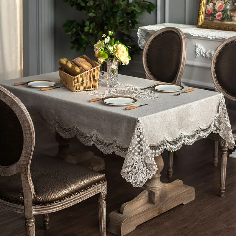 Nordic Embroidered Lace Rectangular Tablecloth, Dining Square, Kitchen Coffee Table Cover, Dustproof, Light Luxury - Image 2