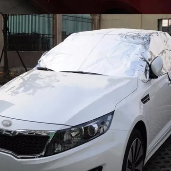 

New Sunshade Prevent Heat Sun Rain Snow Half Car Cover Aluminum Silver Shade Visor Size M L XL