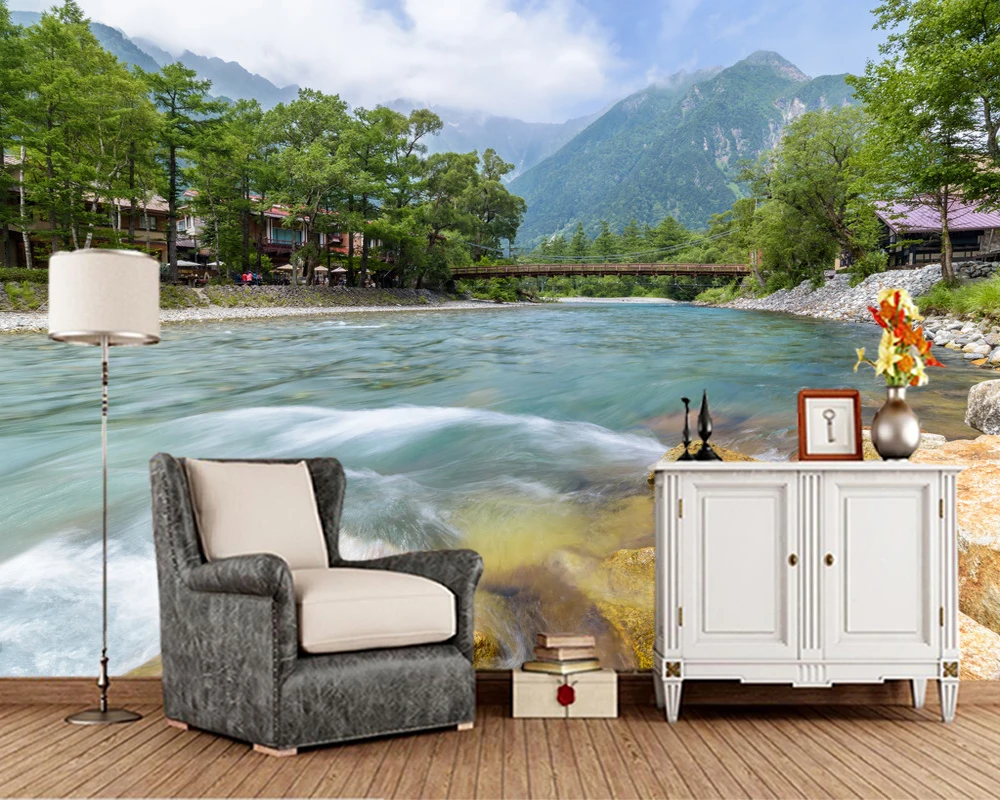 Papel де parede водопад на реке освещенная sun Природный 3d обои гостиная спальня home decor