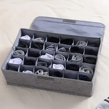

30 Grids Ties Socks Underwear Divider Wardrobe Organizer Storage Box with Lid Drawer Organizers