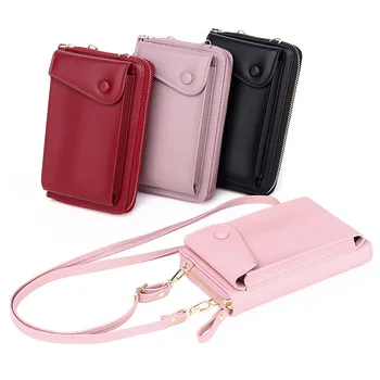 

Double-layer large-capacity mobile phone bag zipper shoulder messenger bag multi-card position ladies wallet change clutch