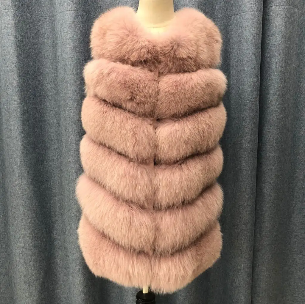 Женская одежда Зимний настоящий натуральный фестиваль шесть полный кожаный жилет из лисьего меха Меховой Жилет Длинная стильная 1013