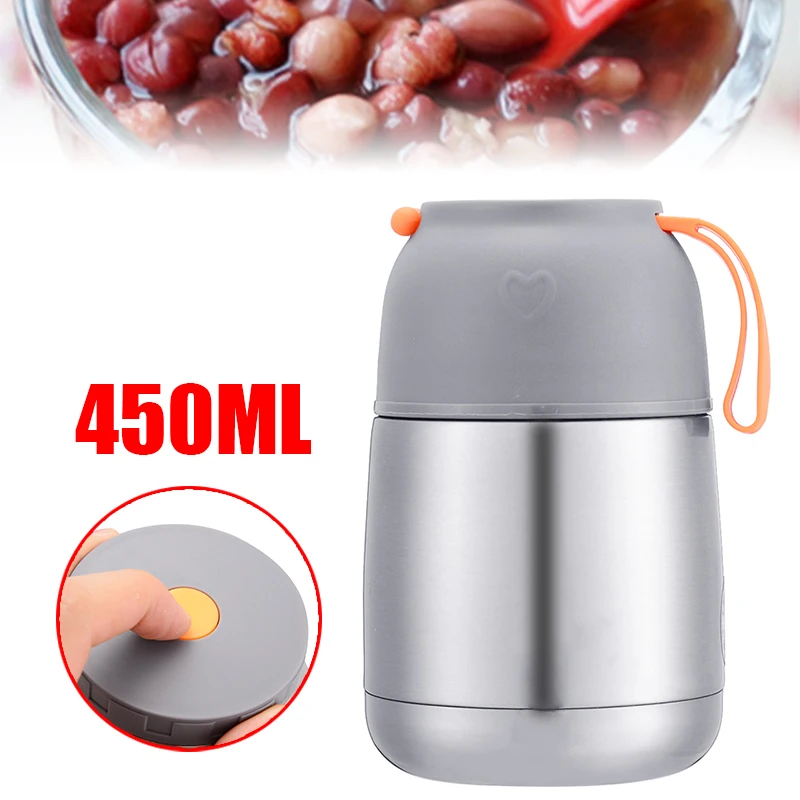 

Stainless Thermo Insulated Food Container 450ml Thermal Cooker Vacuum Insulation Thermal Lunch Box With Handle Double Cover