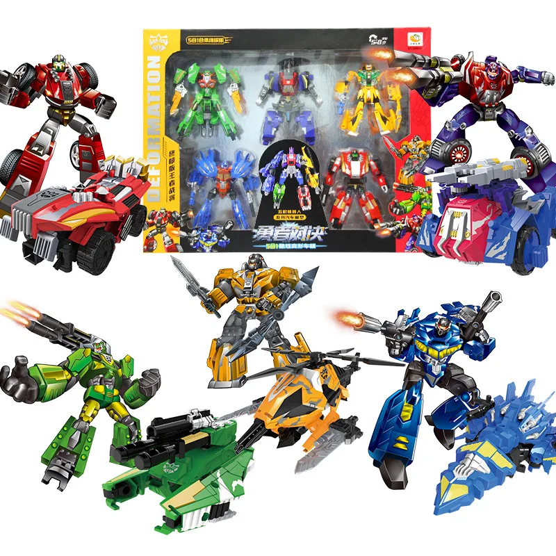 

New Products Large Size Assembled Fit Robot Models Five in One Car Transformation Robot Toys Children 3-7-Year-Old