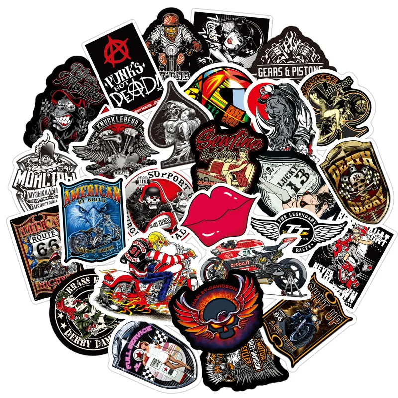 

50Pcs New American Ride Club Stickers Sets Decal For Snowboard Luggage Car Fridge Car- Styling Laptop kids PVC Stickers