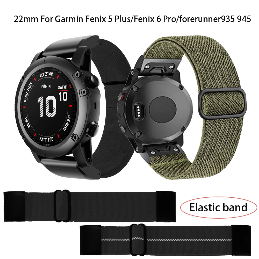 Cinturino 22Mm Quick Dry Per Cinturino Elastico Fenix 6 In Nylon Intrecciato Per Garmin Fenix 6 Pro, Inst(, Fenix 5/5 Plus,Quatix 6/5