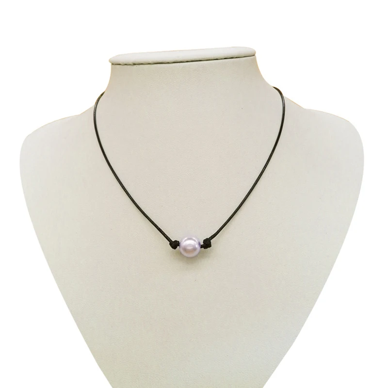 Fashion Green Blue Turquoises Pearl Charms Choker Necklace On Leather Cord For Women Handmade Choker Jewelry Gifts - Image 6