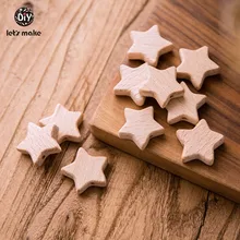 Let's Make – anneau de dentition en bois de hêtre pour bébé, 100 pièces, perles sans Bpa en forme d'étoile, Bracelet d'allaitement, qualité alimentaire, Diy