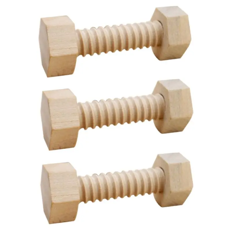 

New 3 Pcs Child Wooden Screw Nut Building Assembling Blocks Hands-on Teaching Aid Early Educational Puzzle Toys