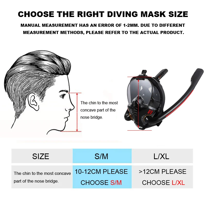 Snorkeling Diving Mask Diving Mask Diving Goggles Professional Snorkeling Mask Double Breathing Tube Diving Mask Adults Swimming Diving Goggles Water Sports Swim Equipment