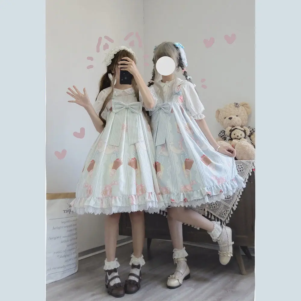 Lolita Dress Jsk Sling Dress Women Vintage Japanese Harajuku Kawaii Clothing