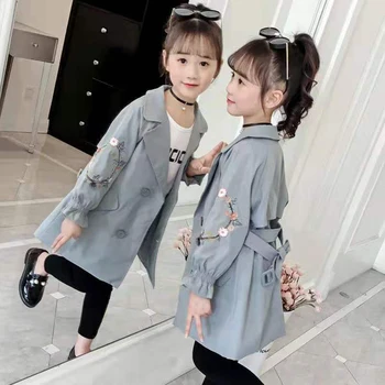 

New Fashion Spring Girls Tops Jackets Child Girls Outwear High Quality Autumn Trend Turn Down Collar Coat Baby Girl Clothes