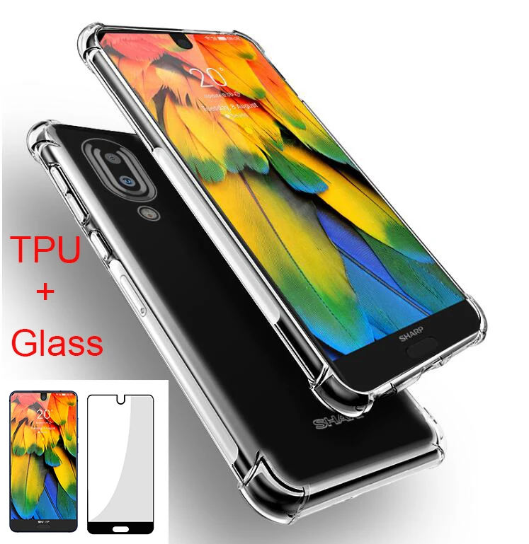 1 шт. закаленное стекло + противоударный мягкий чехол из ТПУ для SHARP AQUOS S2 C10 задняя