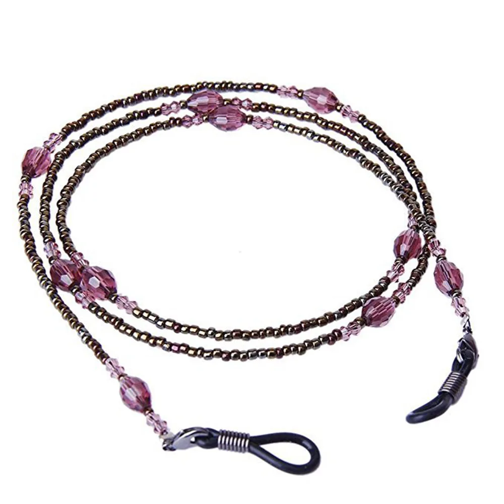 Новая фиолетовая Хрустальная цепочка для очков с бисером анти Ночная сорочка с бретелями солнцезащитные очки для чтения Держатель шнура шейный ремень веревка - Цвет: Фиолетовый