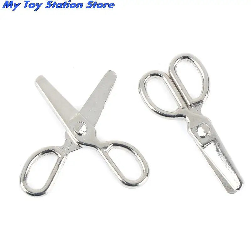 Hot 2pcs Mini Metal Scissors Miniature Dolls House Furniture 1:12 Dollhouse Decor