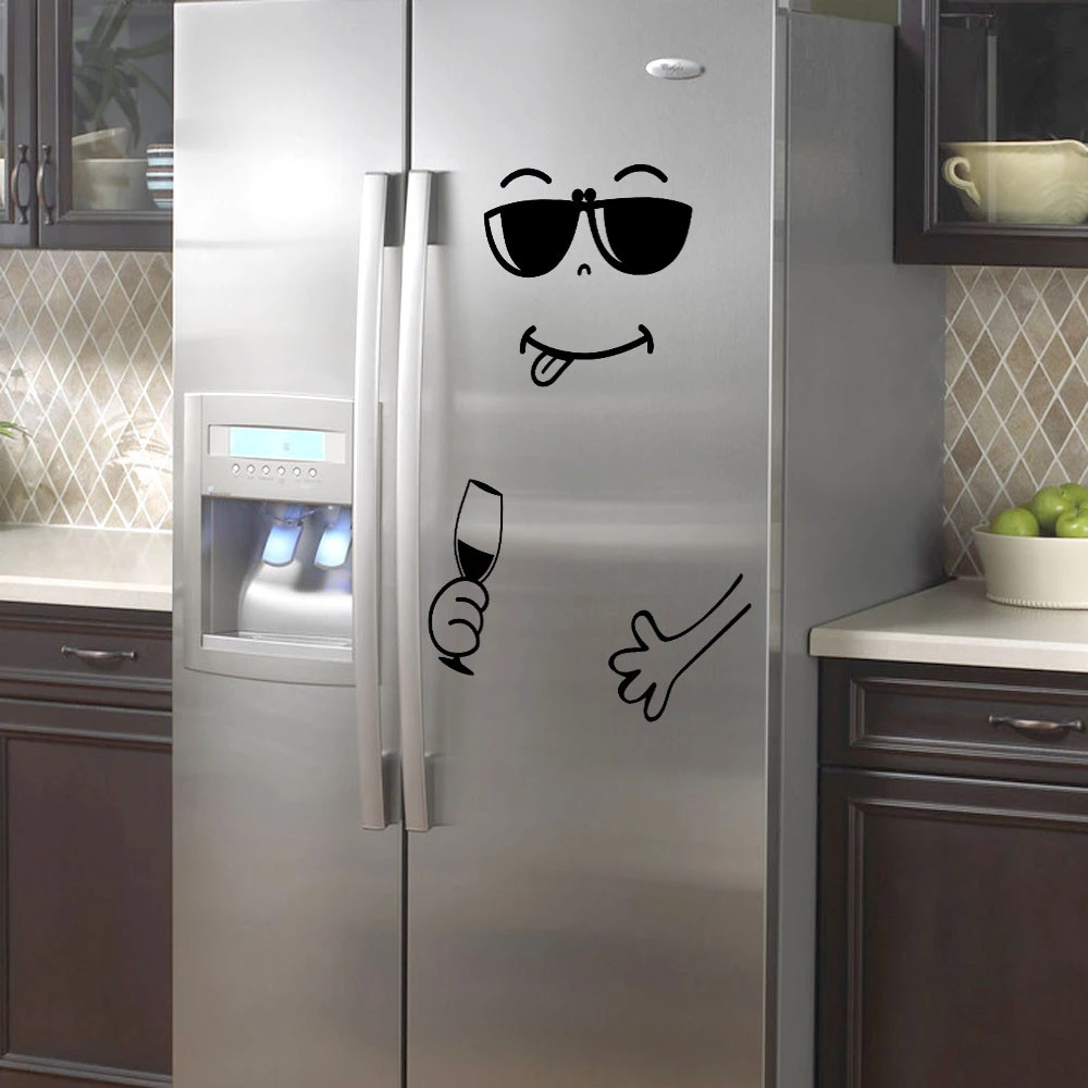 Милая наклейка на холодильник счастливое вкусное лицо кухонная стенка холодильника холодильник виниловая наклейка s художественная Наклейка на стену домашний декор наклейка на стену s
