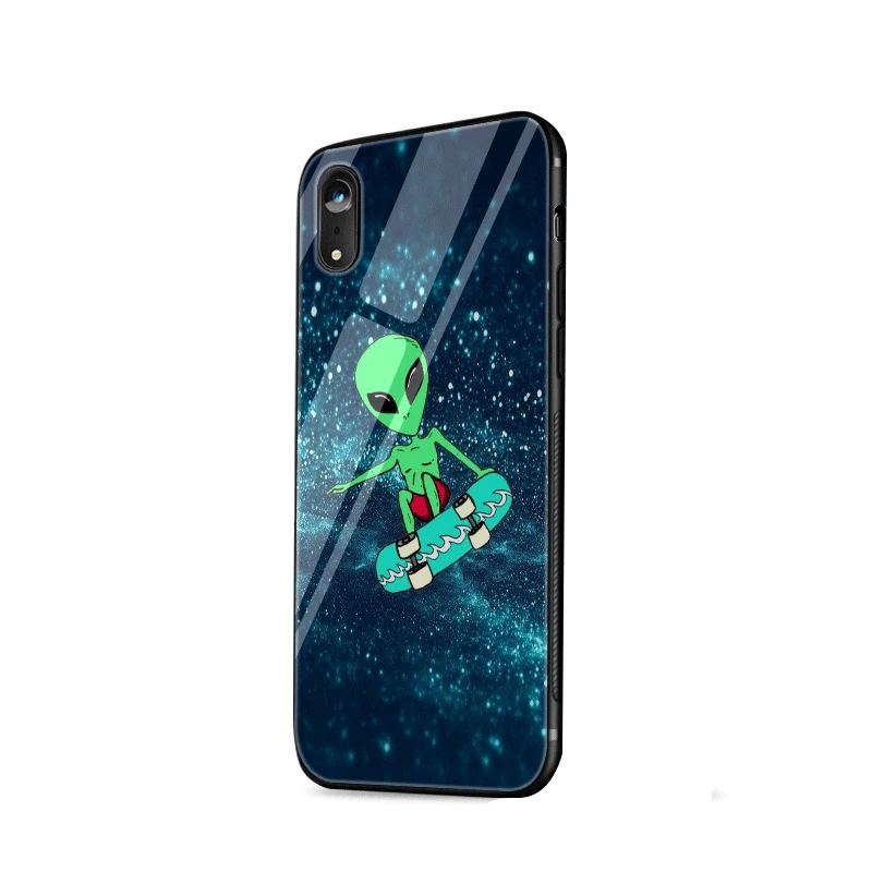 G2 Стеклянный чехол для телефона из ТПУ стекла для Apple iPhone 5 5S SE 6 6S 7 8 Plus XR X XS максимальный чехол Alien Cute - Цвет: G2