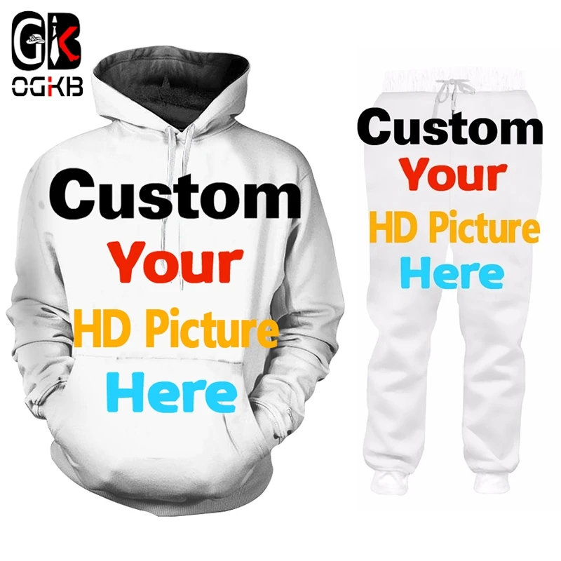 Custom Tracksuit 2 Piec Pants Sets Men And Women Custom Own Pictures 3D Printing Hoodie Tracksuit Jogging Pants DIY Clothing men clothing 2 piece outfit suit summer sets outfitstracksuit set men oversized tshirt jogging set men tracksuit 2 piece set