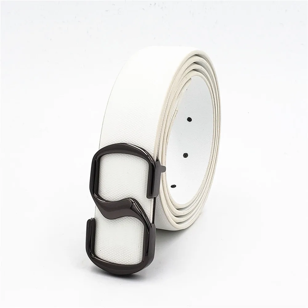 Luxury Smooth Buckle Brand Designer Belts Men High Quality Women Punk Fashion Belt Genuine Leather Male Trendy Strap for Jeans - Цвет: Gun White