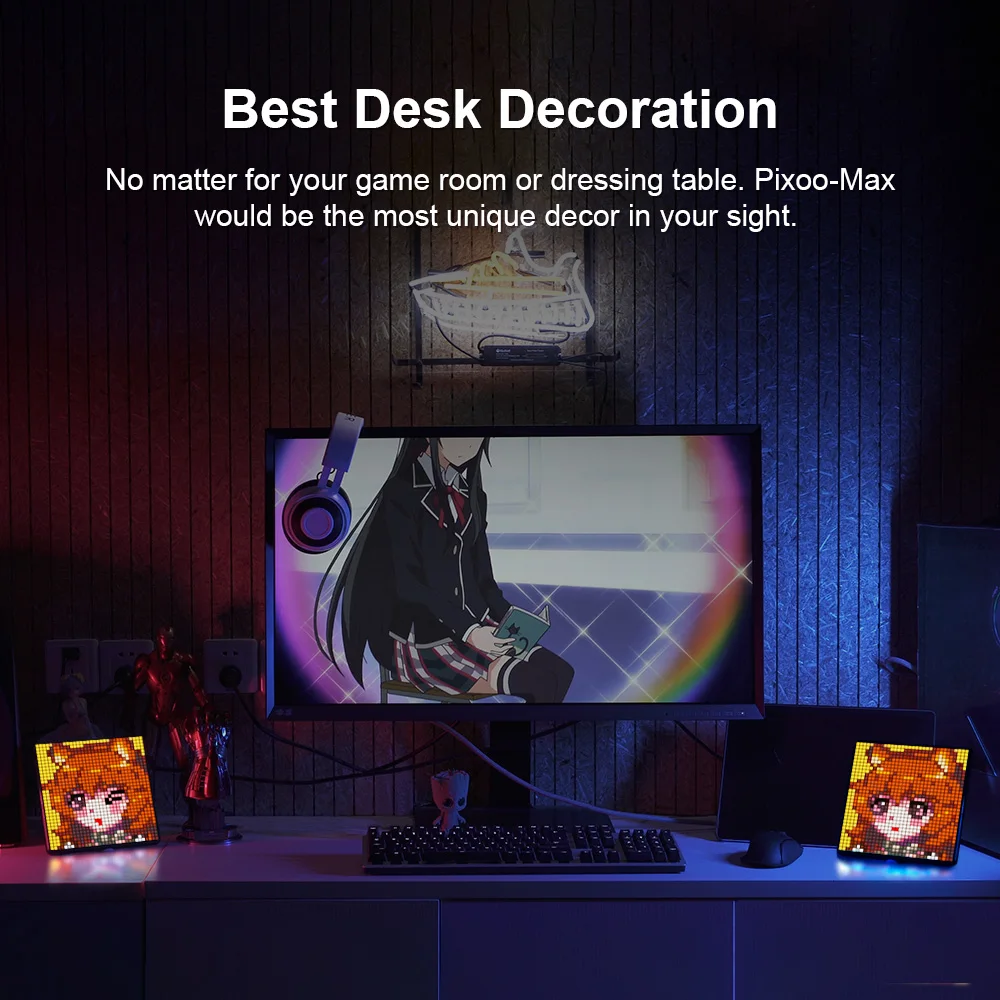 Conduziu a Placa de Exibição Presente do Ano Novo para Crianças Decoração da Luz da Casa Digital com 32*32 Divoom Pixoo Moldura Pixel Arte Programável Max - Image 4