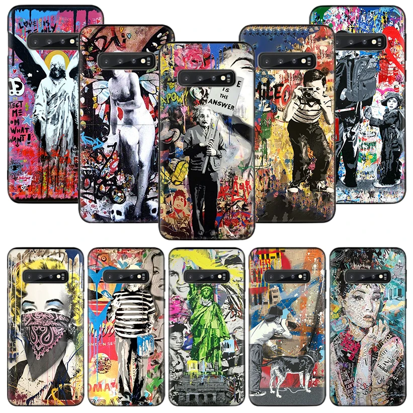Custodia In Silicone Banksy Graffiti Art Coque Per Samsung Galaxy S10 Plus S20 Fe S21 Ultra Note 10 Pro 9 8 S9 S8 S7 J4 J6
