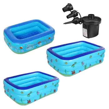 

150cm/130cm/120cm Family Portable Inflatable Swimming Pool for Kids Adults Baby Pool Bathing Tub Outdoor Indoor Paddling Pool