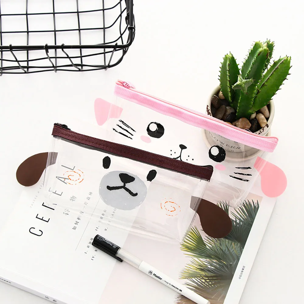 Ouneed милый студенческий чехол для карандашей Kawaii TPU 170x90 мм прозрачный чехол для карандашей косметичка Карманный держатель для кистей косметичка# D